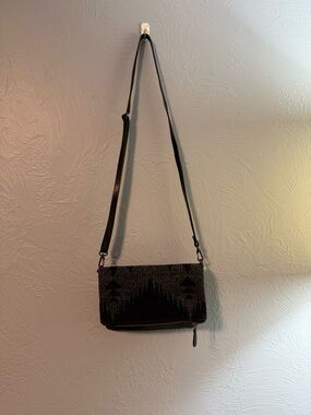 Pendleton wool and leather crossbody with matching wallet